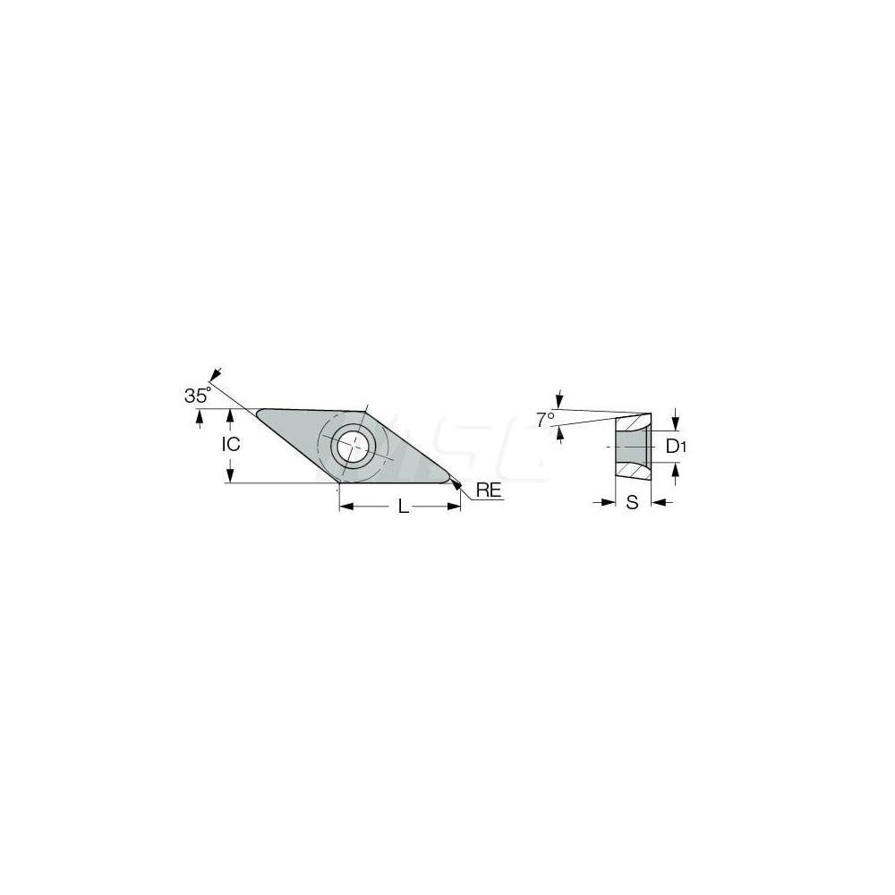 Iscar - Turning Insert: VCGT 332-AS IC-20, Solid Carbide