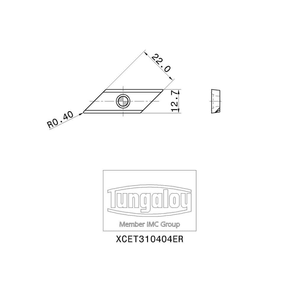 Tungaloy - Milling Insert: XCET310404ER AH330 AH330, Solid Carbide