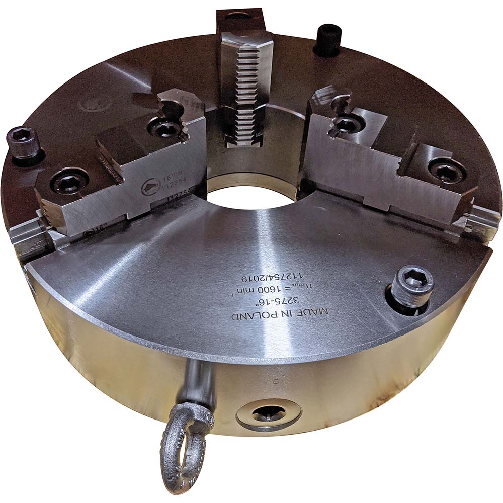 Bison 3 Jaw, 16" Diam, Self Centering Manual Lathe Chuck 52775442
