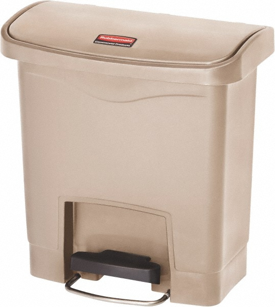 4 Gal Rectangle Unlabeled Trash Can - 15.7" High x 14-7/8" Long, Beige, Resin