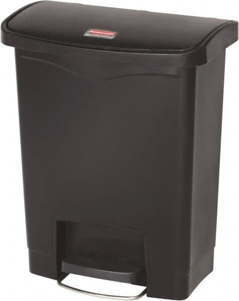 Rubbermaid Commercial Slim Jim Front Step-On Trash Can, 13 Gallon, Black/Stainless Steel