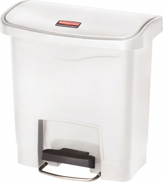 4 Gal Rectangle Unlabeled Trash Can - 15.7" High x 14-7/8" Long, White, Resin