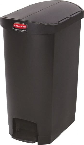 Rubbermaid Commercial Slim Jim Front Step-On Trash Can, 13 Gallon, Black/Stainless Steel