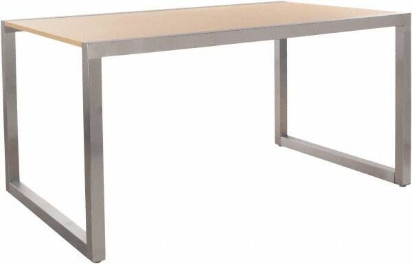 Display Table: Maple & Satin Chrome Table Top, 60" OAL, 36" OAW, 30" OAH