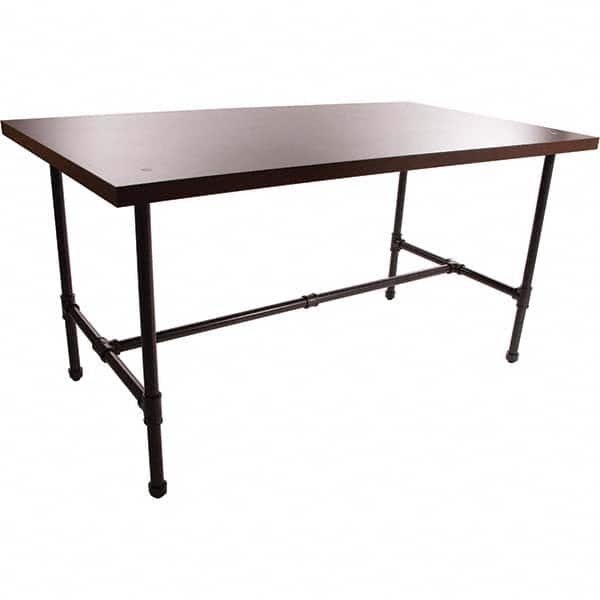 Nesting Table: Dark Brown Table Top, 62" OAL, 34" OAW, 32" OAH