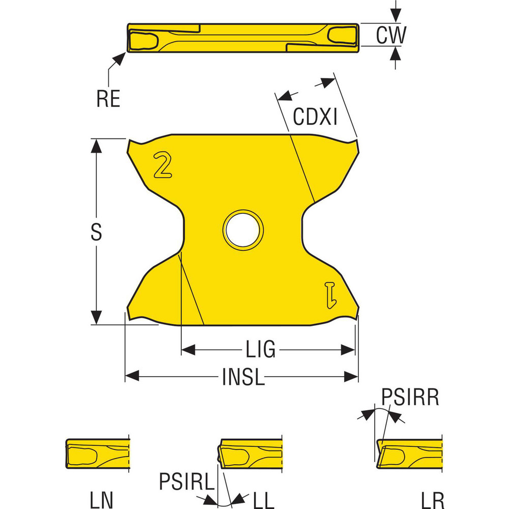 Seco Grooving Insert X4GK2503009A0047RNMC CP500, Solid Carbide