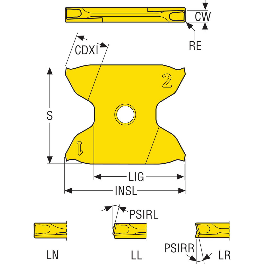 Seco Grooving Insert X4GKA2503019A0062LNMC CP500, Solid Carbide