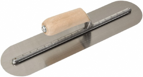 Carbon Steel Rounded End Trowel - 16" Long x 4" Wide, Wood Handle