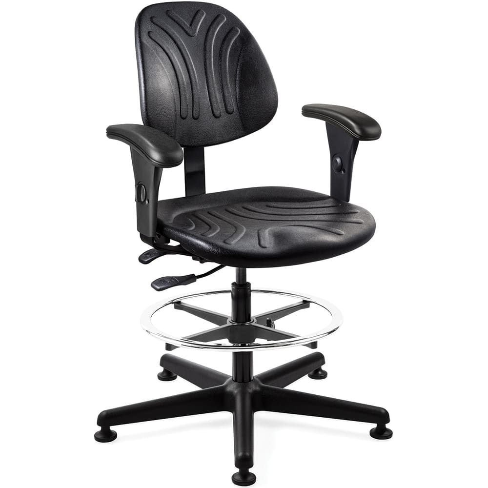 Task Chair: Polyurethane, Adjustable Height, 21 to 31" Seat Height, Black