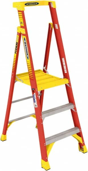 Werner PD6203 3-Step Ladder: Fiberglass, Type IA, 3 OAH 