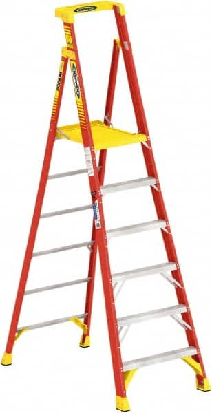 Werner PD6206 6-Step Ladder: Fiberglass, Type IA, 6 OAH 