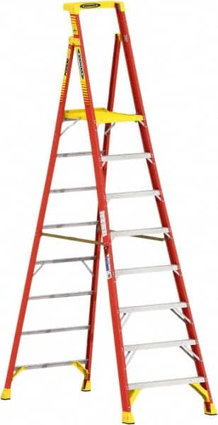 Werner PD6208 8-Step Ladder: Fiberglass, Type IA, 8 OAH 