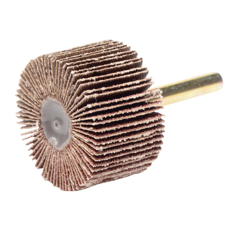 Mounted Flap Wheel: 1-1/2" Dia, 1" Face Width, 60 Grit, Aluminum Oxide - 1/4" Shank Dia, Coated, Medium Grade, 25000 Max RPM