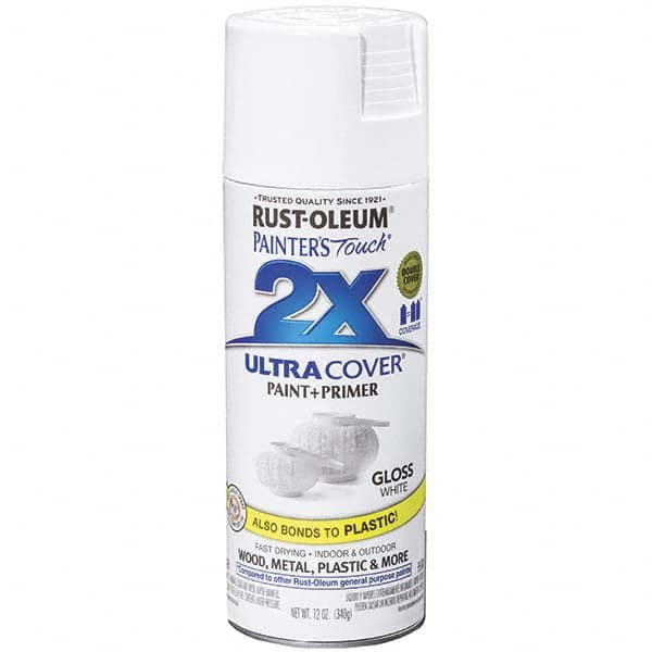 Rust-Oleum | Painter's Touch Enamel Spray Paint: White, Gloss, 12 oz - Indoor & Outdoor, Use on Metal, Plastic & Wood, 50 to 90 ° F | Part #249090