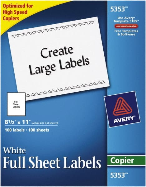 Label Maker Label: White, Paper, 11" OAL, 11" OAW, 100 per Roll