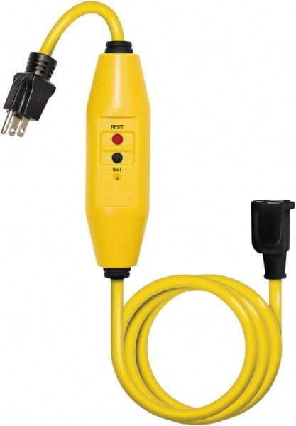Plug-In GFCI Cord Set: 6' Cord, 15A, 125V