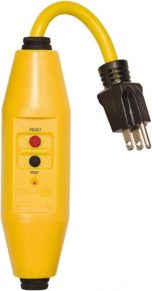 Plug-In GFCI Cord Set: 0.5' Cord, 15A, 125V