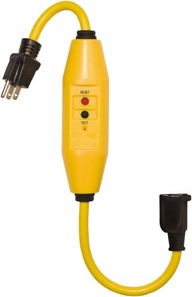 Plug-In GFCI Cord Set: 1.5' Cord, 15A, 125V