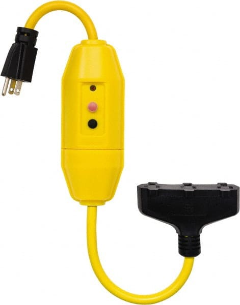 Plug-In GFCI Cord Set: 2' Cord, 15A, 125V