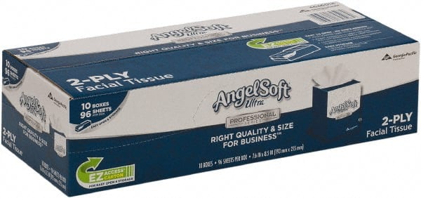 Facial Tissue; Container Type: Tall Box ; Recycled Fiber: No ; Number of Tissues: 96 ; Tissue Color: White ; Boxes per Case: 10 ; Series: Angel Soft Ultra Professional Series