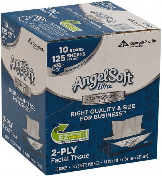 GEORGIA PACIFIC 4836014 Case of (10) 125-Sheet Flat Boxes of White Facial Tissues 