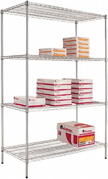 Starter Unit Wire Shelving: 1,000 lb Shelf Capacity, 4 Shelves