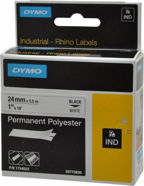 Label Maker Label: White, Permanent Polyester Tape, 216" OAL, 1" OAW