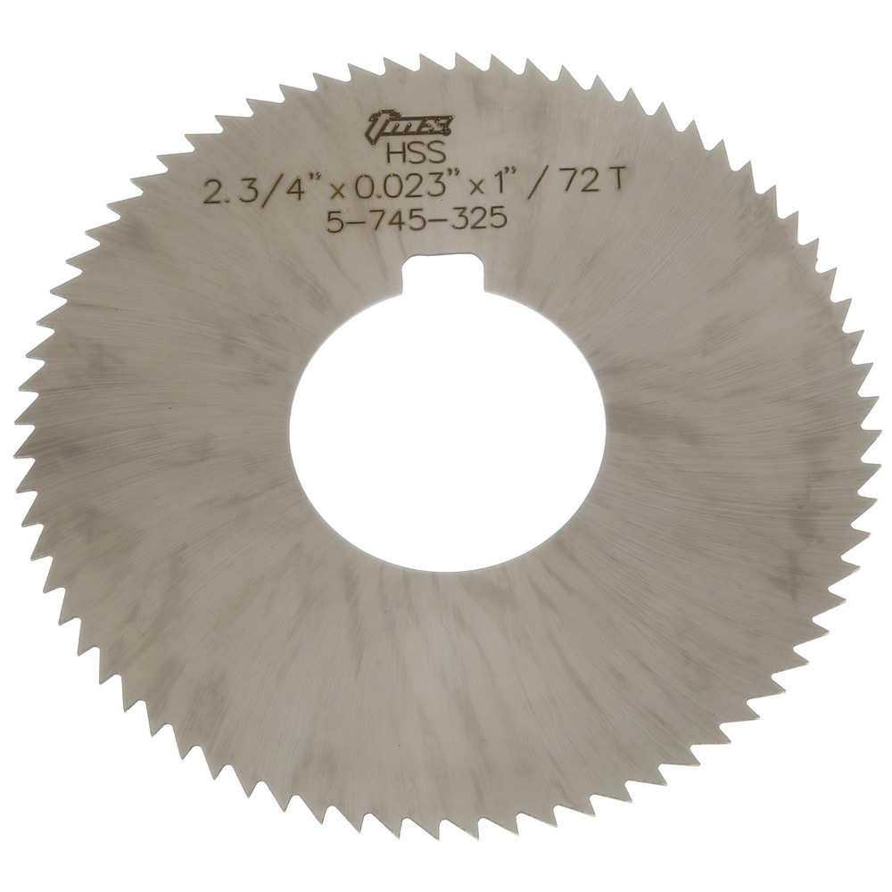 Slitting & Slotting Saw: 2-3/4" Dia, 0.023" Thick, 1" Arbor Hole, 72 Teeth, High Speed Steel
