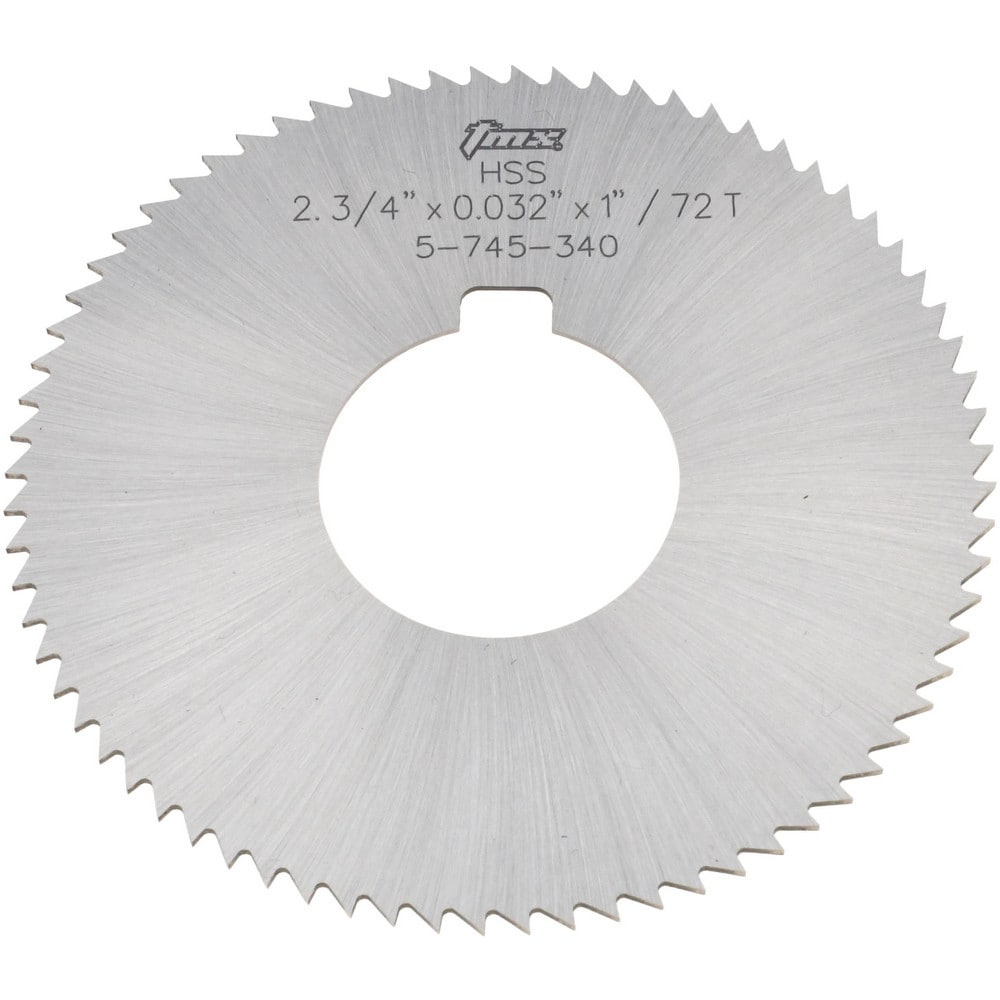 Slitting & Slotting Saw: 2-3/4" Dia, 0.032" Thick, 1" Arbor Hole, 72 Teeth, High Speed Steel