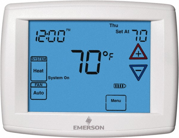 45 to 99&deg;F, 3 Heat, 2 Cool, Universal Touch Screen Programmable Thermostat - 0 to 30 Volts, Horizontal Mount, Electronic Contacts Switch