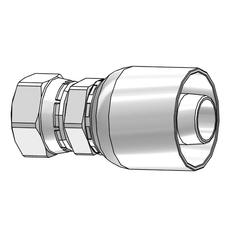 Hydraulic Hose Female Swivel Connector Fitting: 1" ID, 1-5/16-12