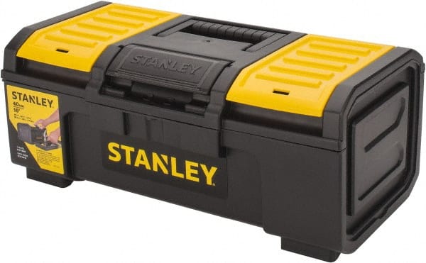 Stanley Polypropylene Tool Box: 3 Compartment - 15-13/32 Wide x 9-5/8 Deep x 6-5/16 high, Polypropylene, Black/Yellow | Part #STST16410