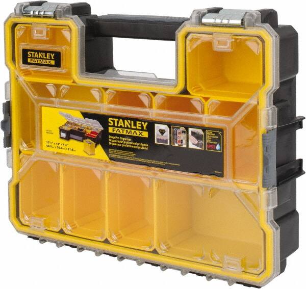 10 Compartment Clear, Black, Yellow Small Parts Deep Storage Box