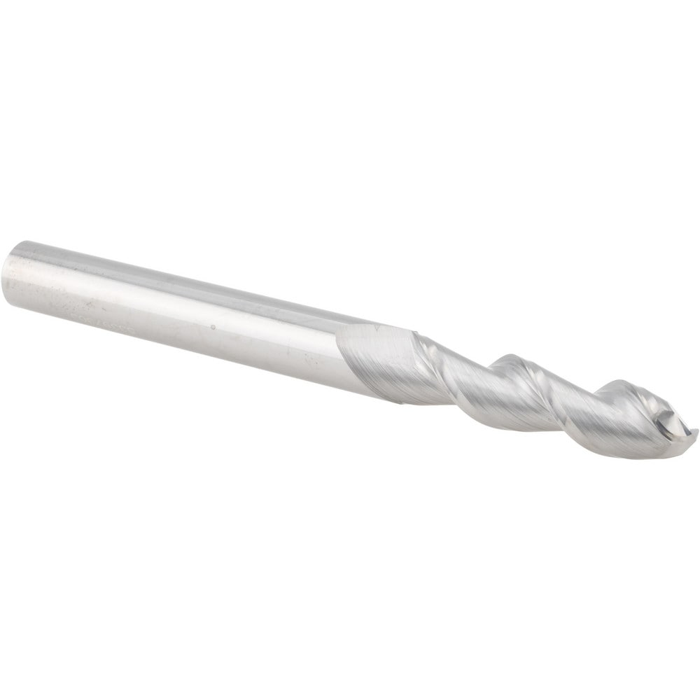 Ball End Mill: 3/8" Dia, 1-1/2" LOC, 2 Flute, Solid Carbide