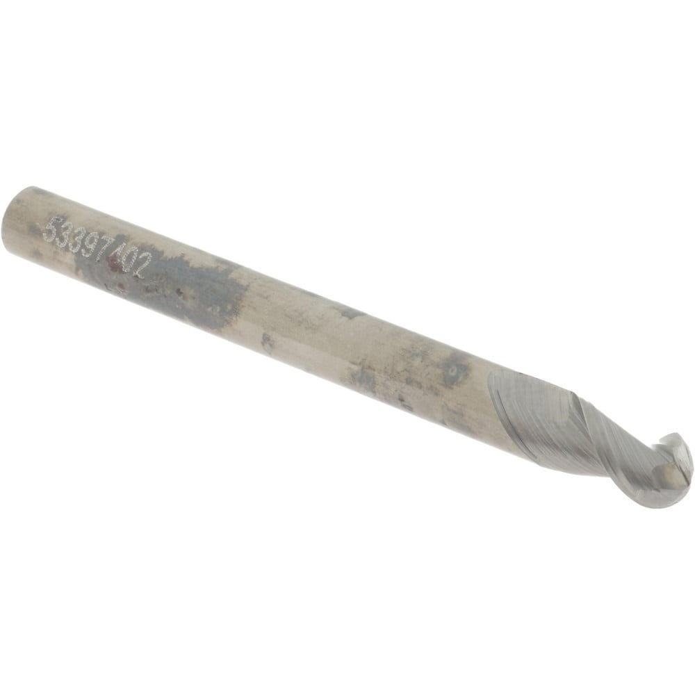 Ball End Mill: 3/16" Dia, 5/16" LOC, 2 Flute, Solid Carbide