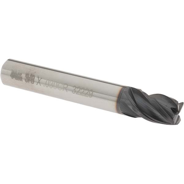 OSG VG434-3750 Corner Radius End Mill: 3/8" Dia, 1/2" LOC, 0.03" Radius, 4 Flutes, Solid Carbide Image