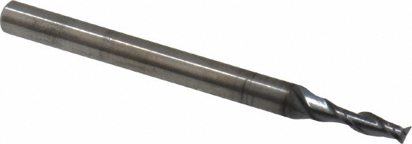 Square End Mill: 0.0787'' Dia, 0.2756'' LOC, 2 Flutes, Solid Carbide