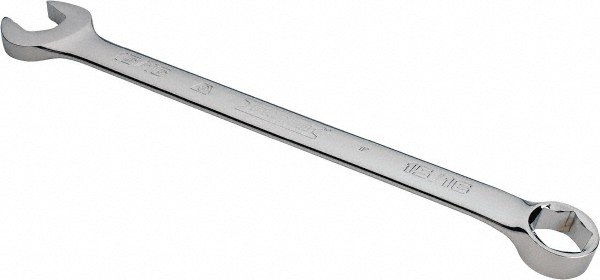 Combination Wrench: 15/16" Head Size, 15 deg Offset - 12-7/8" OAL, Steel, Chrome Finish, Tether Capable