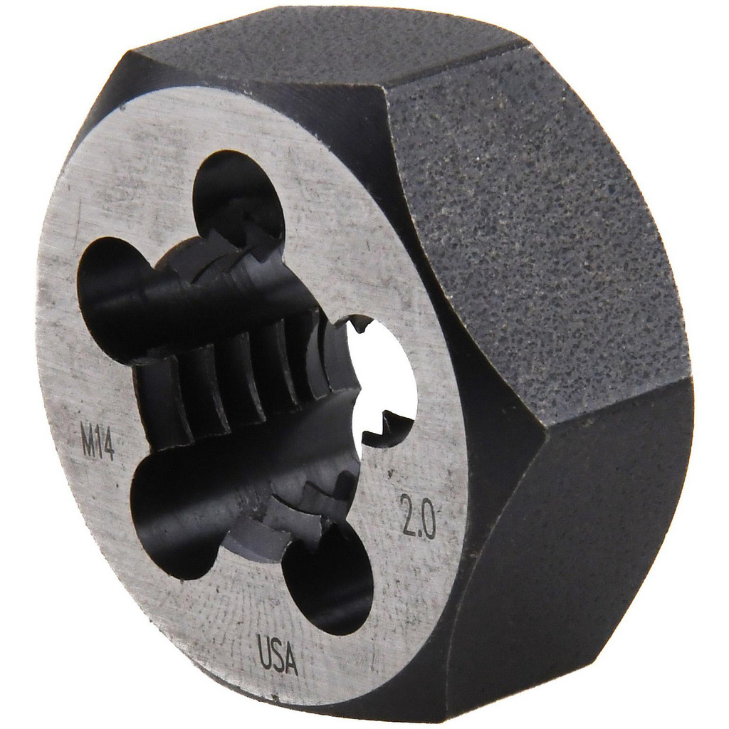 Cle-Line Hex Rethreading Die: M14x2, 1/2" Thick, Right Hand, Carbon Steel | Part #C65585