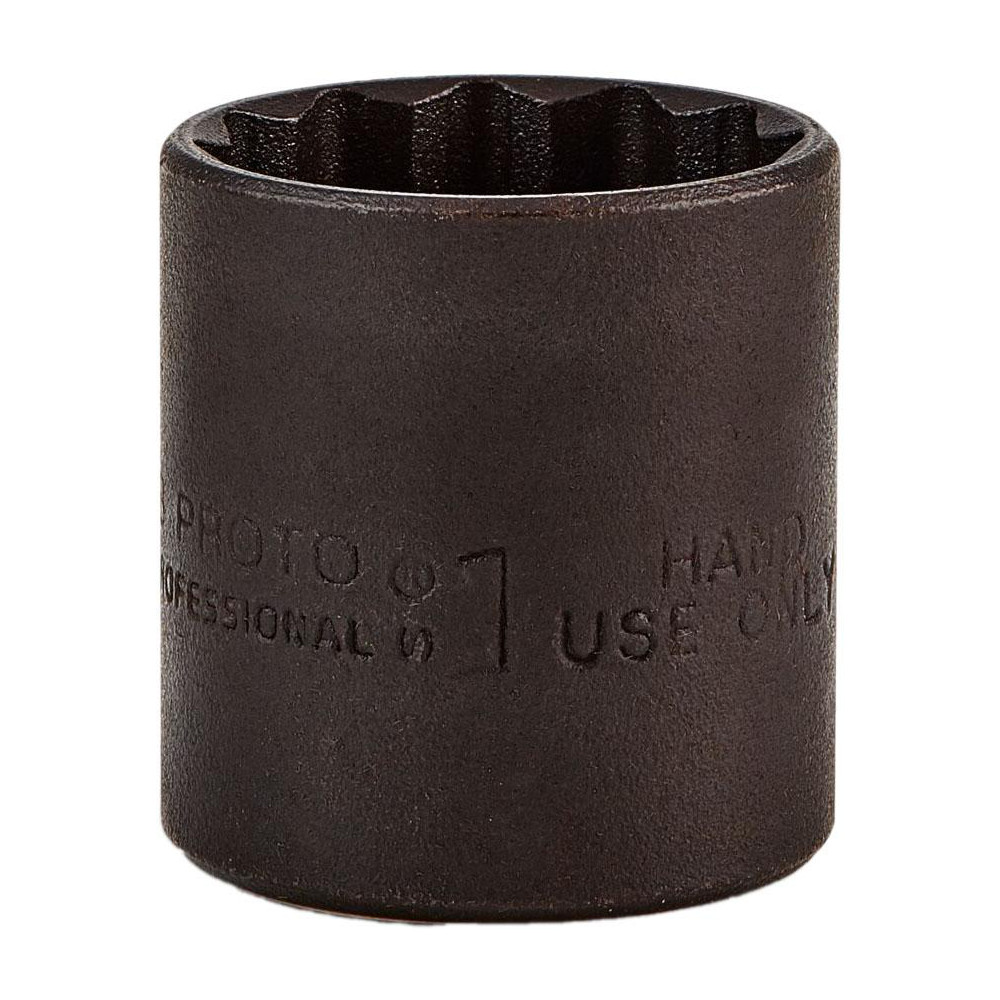 Standard  Hand Socket: 3/8" Drive, 1" Socket, 12-Point - 1-3/8" OAL, Black Oxide Finish, Not Tether Capable