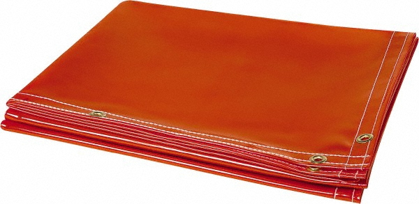 6' High x 6' Wide x 14mm Thick Vinyl Welding Curtain - Orange, Grommet