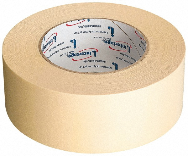 Masking Tape: 2" Wide, 60 yd Long, 5 mil Thick, Tan - Paper, Rubber Adhesive, 19 lb/in Tensile Strength