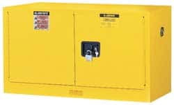 Justrite. 891700 Flammable & Hazardous Storage Cabinets: 17 gal Drum, 2 Door, 1 Shelf, Manual Closing, Yellow 
