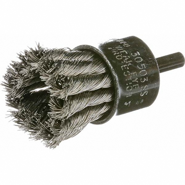 thumbnail image 2 of 5-Pack 2-3/4 Inch Stainless Steel Knot Style Cup Brushes – 14,000 RPM Max, Benchmark Abrasives 2 of 2