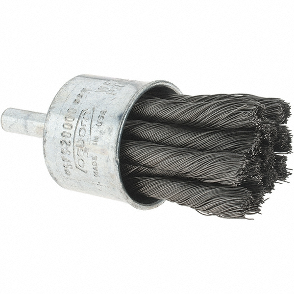 End Brushes: 1" Dia, Steel, Knotted Wire