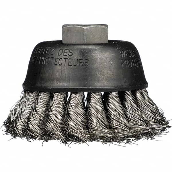 Osborn 3346700 Cup Brush: 2-3/4" Dia, 0.02" Wire Dia, Stainless Steel, Knotted 