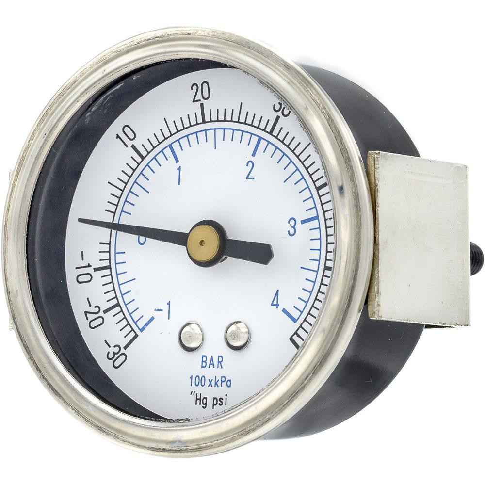 PIC Gauges Pressure Gauge 2" Dial Dia, 30 to 60 psi, 1/4" MNPT, U