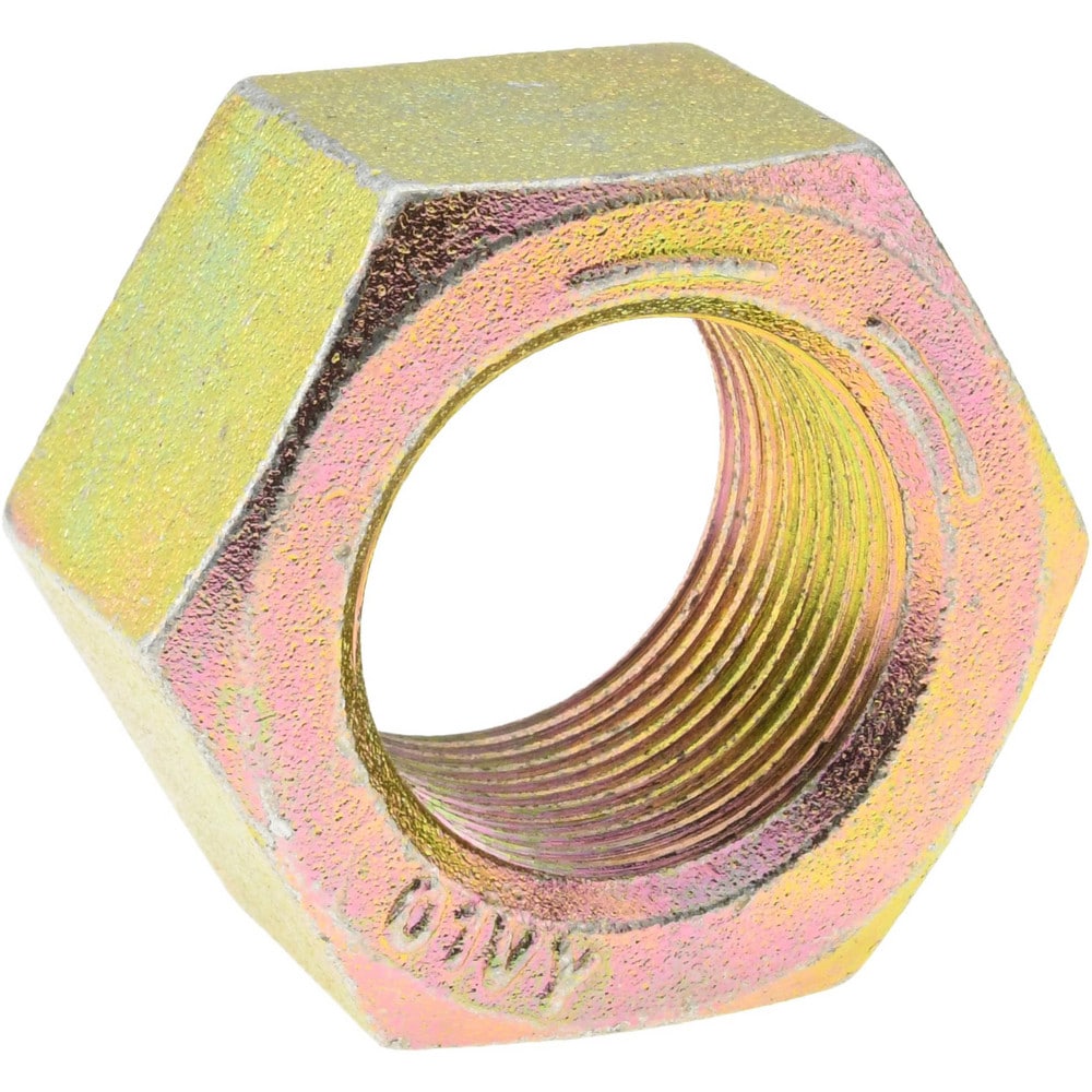 Hex Nut: 1-1/4 - 12, SAE J995 Grade 8 Steel, Zinc Yellow Dichromate Finish