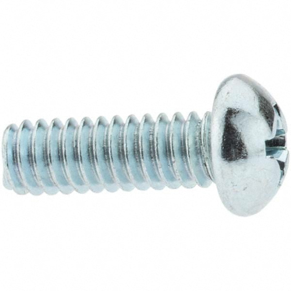 Machine Screw: 1/4-20 x 3/4" Length Under Head, Round Head, Phillips