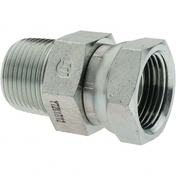 Industrial Pipe Straight Swivel Adapter: 3/4-14 Female Thread, 3/4-14 Male Thread, FNPSM x MNPTF